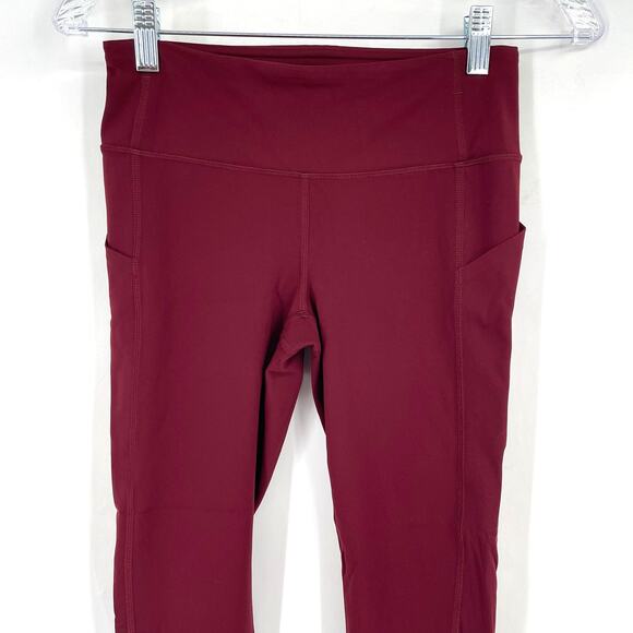 Lululemon Pace Rival Crop 22" Leggings Deep Rouge Size 4 - Picture 4 of 7